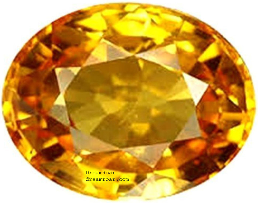 Dreamroar Yellow Topaz Stone 9 Ratti 8.1 Carats (Ct) Natural Topaz (Sunehla) Gemstone For Ring Pendand